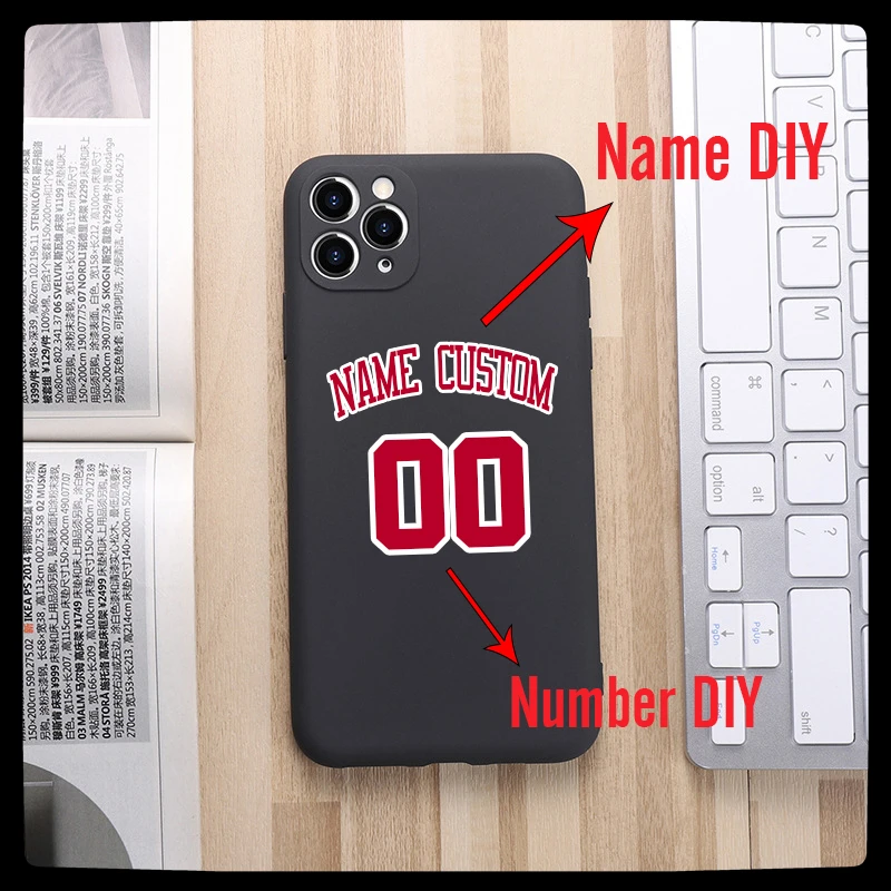 Custom Basketball Number Name DIY Case for iPhone 14 13 Case 12 11 Pro Max Cover Silicone Funda for iPhone 8 Plus XS XR 6 7
