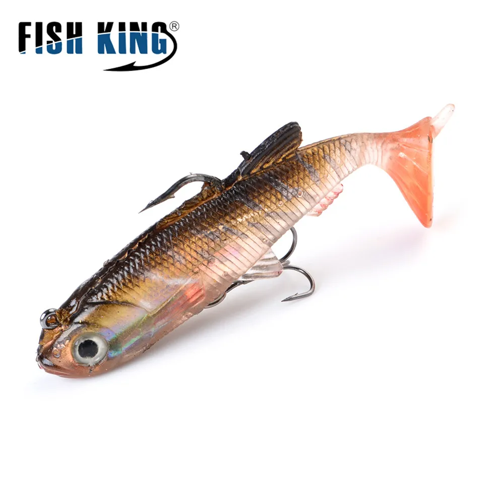 NGB 6/8/10CM 3D Eyes Fishing Lures With T Tail Pike Soft Lure Treble Hook Baits Artificial Bait Jig Head Crankbait