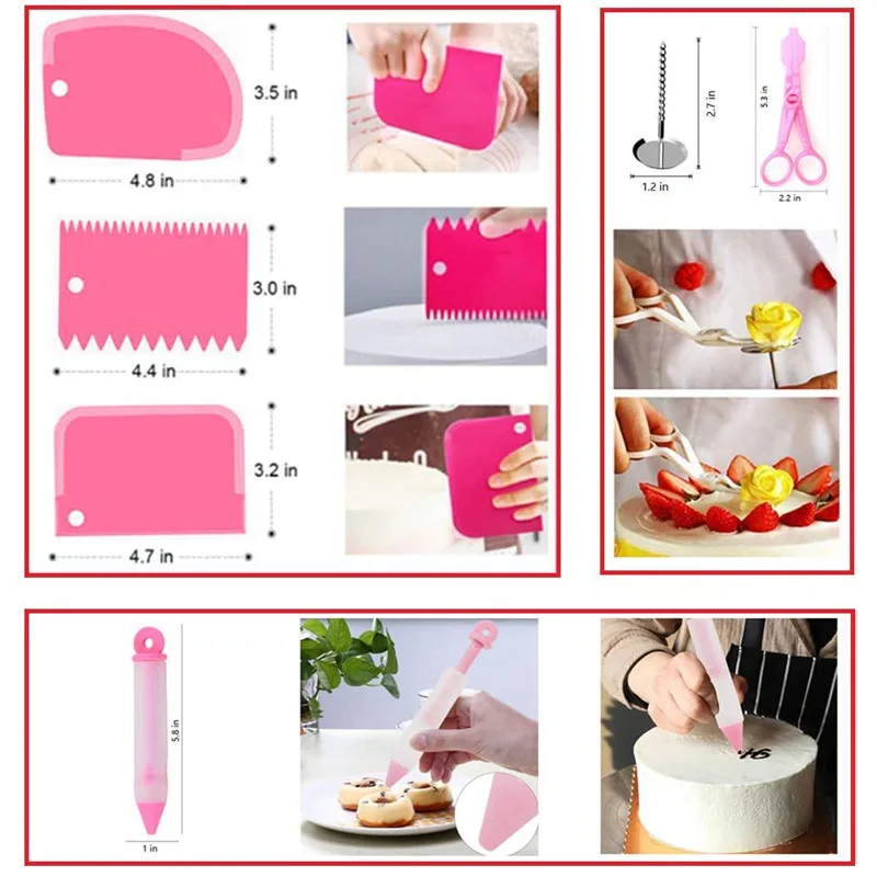 100 PCs Set Silk Flower Decorating Nozzle Cake Decorating Tools Pouch Silicone Pen Pastry Bags Ties