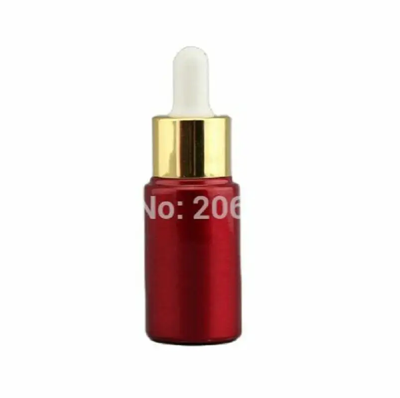 

20ML red glass bottle ,dropper bottle with shiny gold collar white bulb