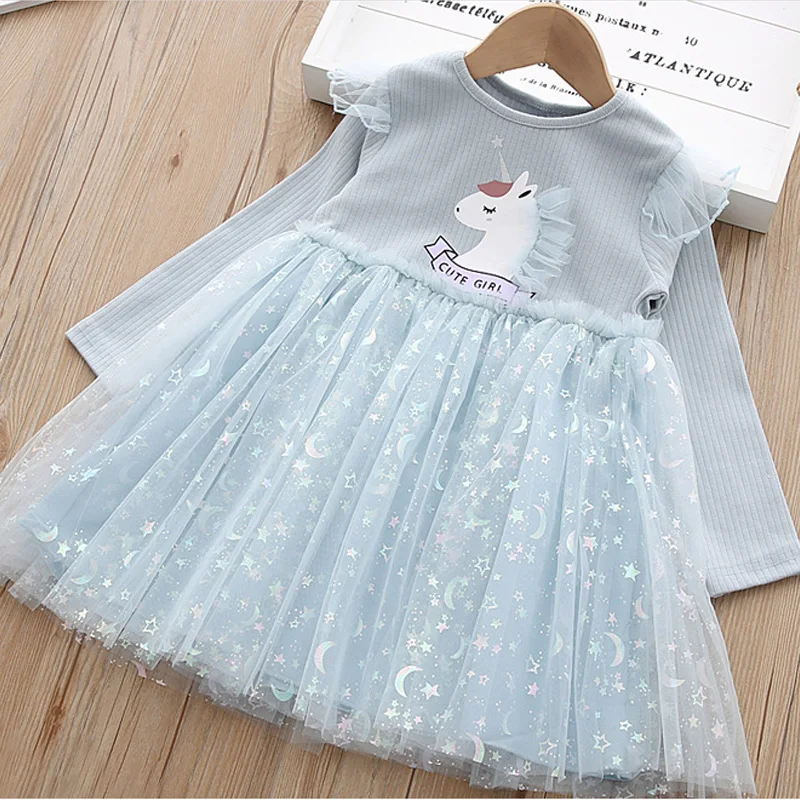 Unicorn Princess Dress For New Year 2022 Spring Toddler Kids Dresses For Girls Clothes Children Casual Birthday Party Costume 6Y