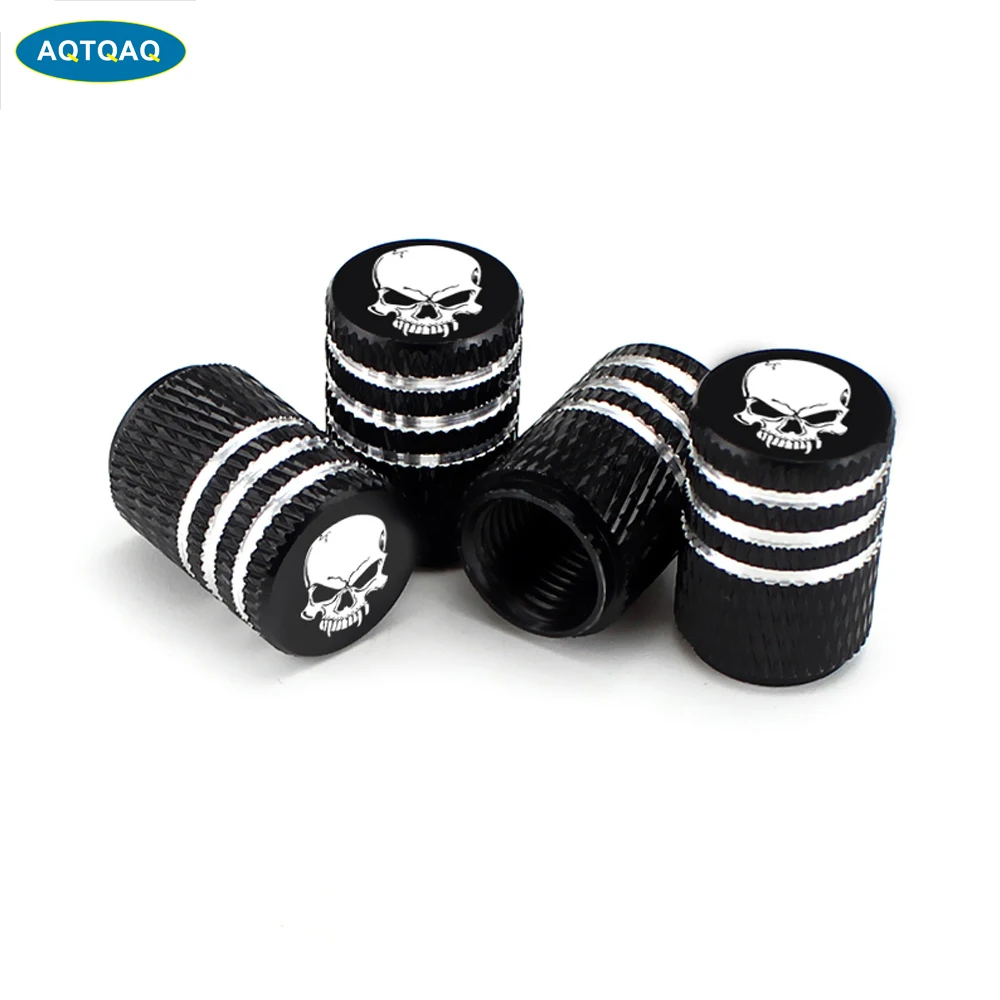 4 unids/set tapa de vástagos de válvula de neumático de coche estilo moleteado tapa de válvula de neumático de calavera vástago de rueda de