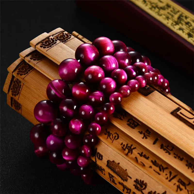 6mm 8mm 10mm 12mm High Quality Pink Tiger Eye Buddha Bracelets Natural Stone Round Beads Elasticity Rope Men Women Bracelet Gift