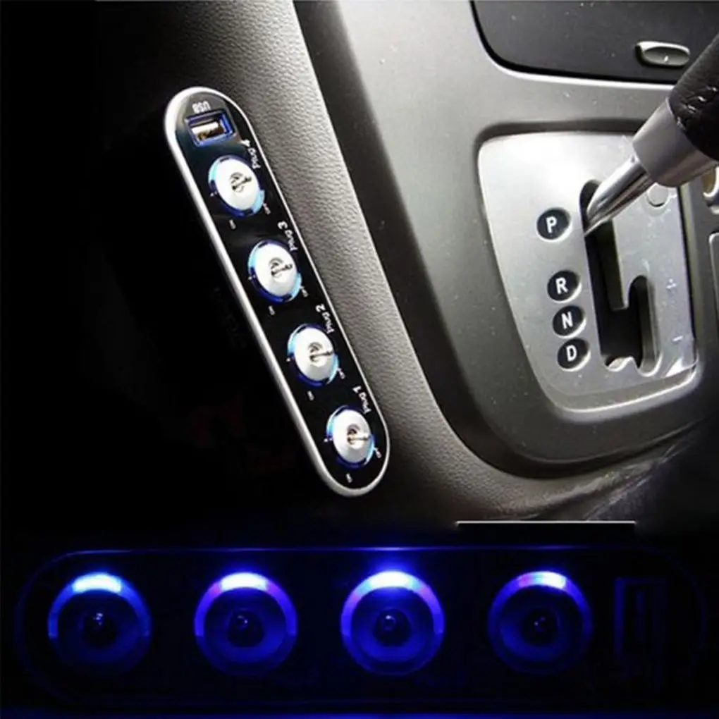 12V 4 Way Multi Socket Car Charger Vehicle Auto Cigarette Lighter Socket Splitter with USB Ports Plug Adapter