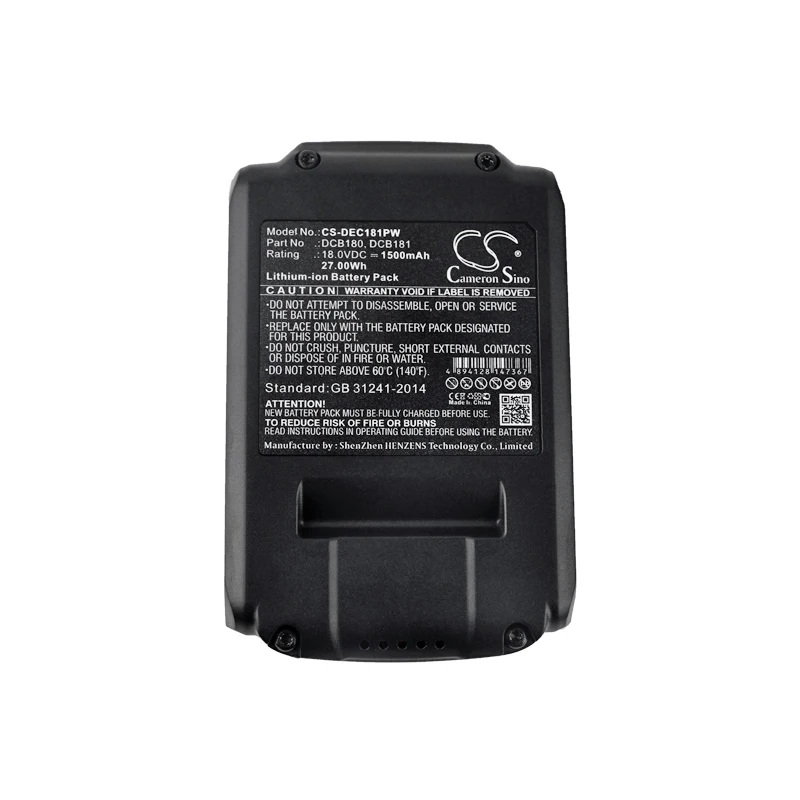 Cameron Sino Bateria do Dewalt DCB180 182 185 203 pasuje do Dewalt XR Li-Ion 18V 780 883B 895B Elektronarzędzia Zamiennik baterii 1500