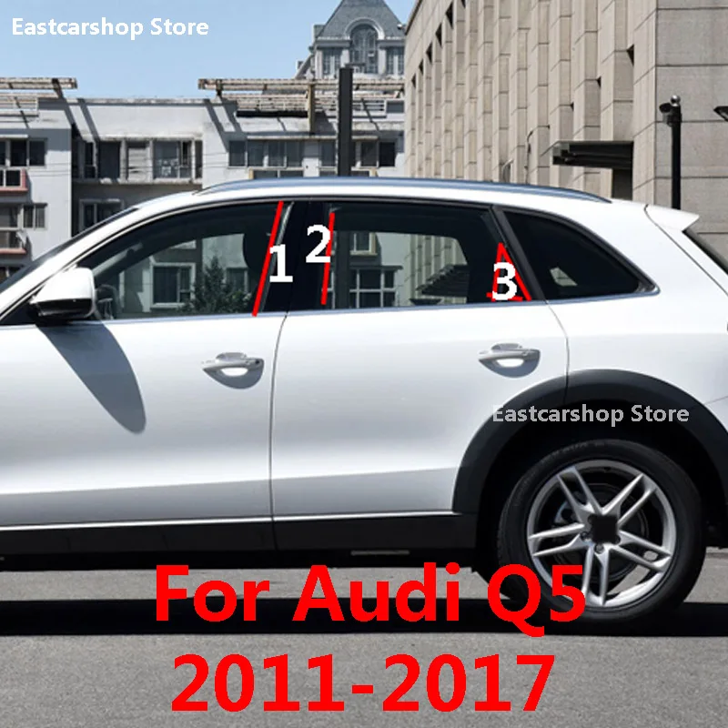

Car Middle Column PC Window Trims Decoration B C Pillar Black Strip Sticker Cover for Audi Q5 2017 2016 2015 2014 2013 2012 2011