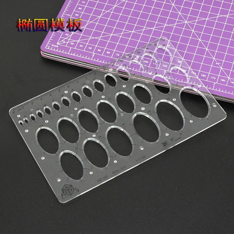 Rectangular Shape round hole ruler template ruler Iength 17.2 cm Wide 11.6 cm For Student School tools supplies