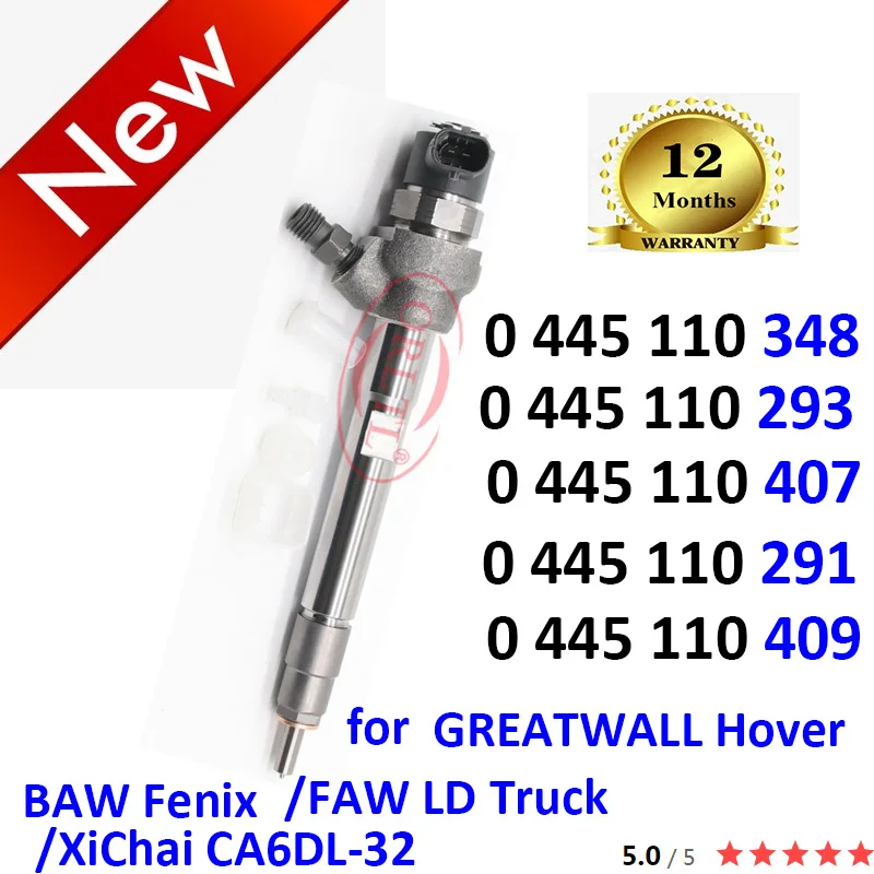 

Diesel 0445110409 0445110293 Fuel Injector 0445110348 0 445 110 291 0 445 110 407 for GREATWALL Hover Sailor