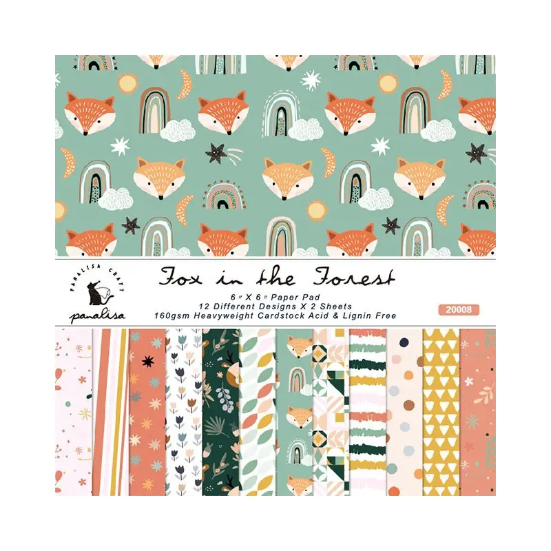 The fox is in the forest style Scrapbooking paper pack of 24 sheets handmade craft paper craft Background pad