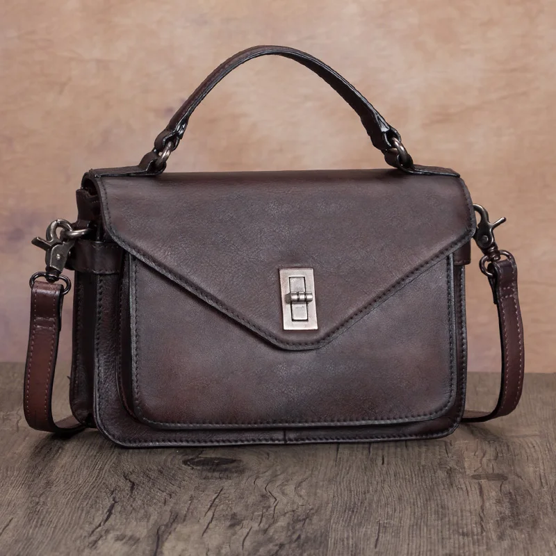 ★small head layer cowhide leather handbag bag female inclined bag, women's shoulder bag handbag parcel tanned skin graft