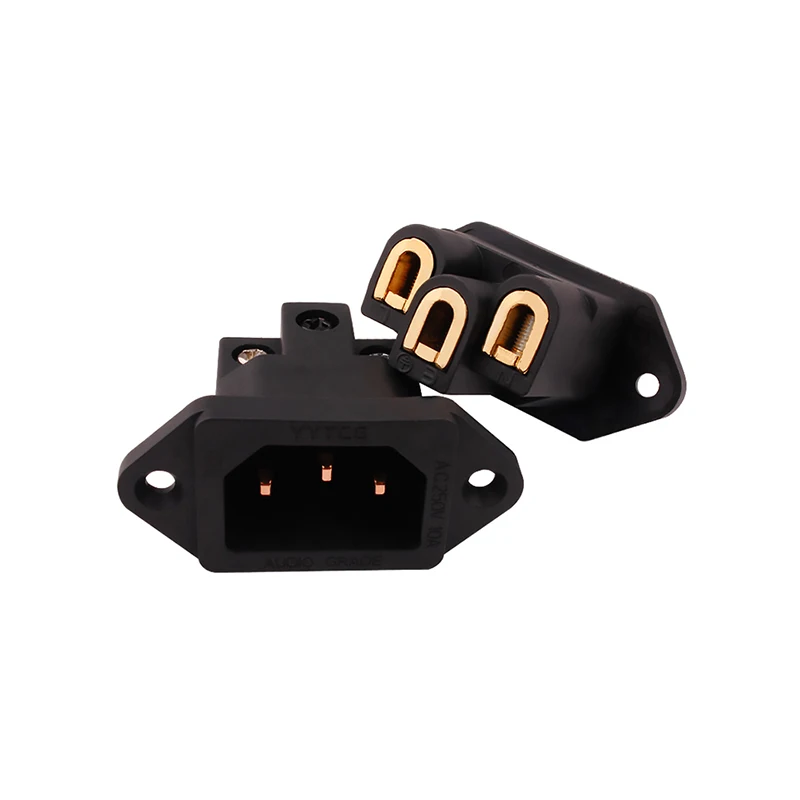 AC IEC ingresso presa a 3 Pin connettore elettrico AC rame puro placcato oro Audio fai da te HIFI Ac presa di corrente connettore presa ca