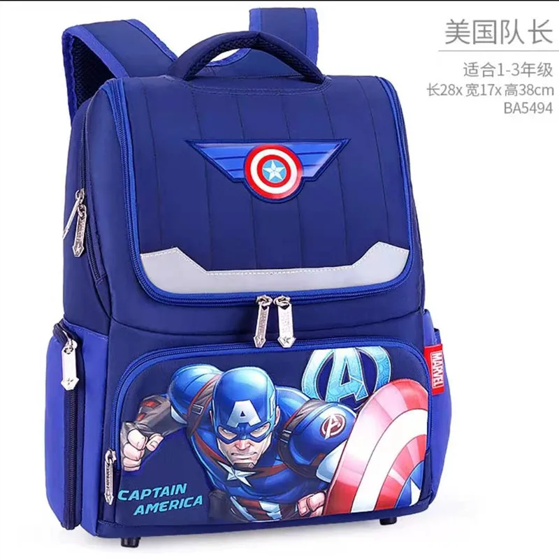 Disney New School Bags For Boys Captain America Iron Spider Primary Student Shoulder Backpack Orthopedic Boys Gifts Mochilar