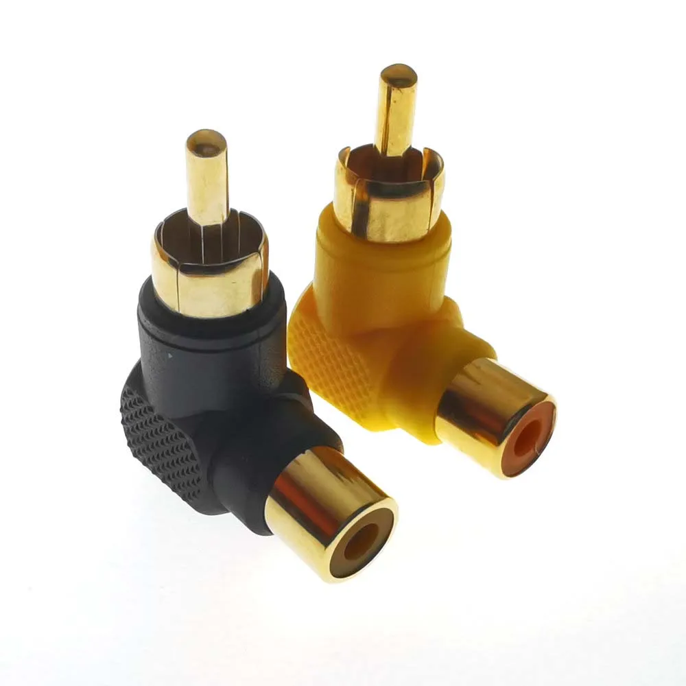 4PCS RCA Plating Gold 90 Degree Elbow RCA Right Angle Connector Plug Adapters Male To Female Audio