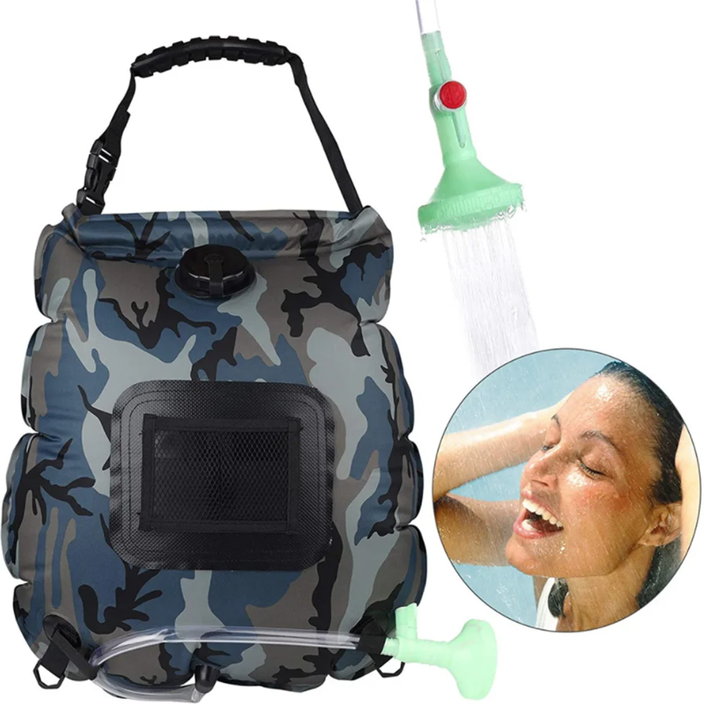 

Water Bags 20L Outdoor Camping Hiking Solar Shower Bag Heating Camping Shower Climbing Hydration Bag Hose Switchable Shower Head