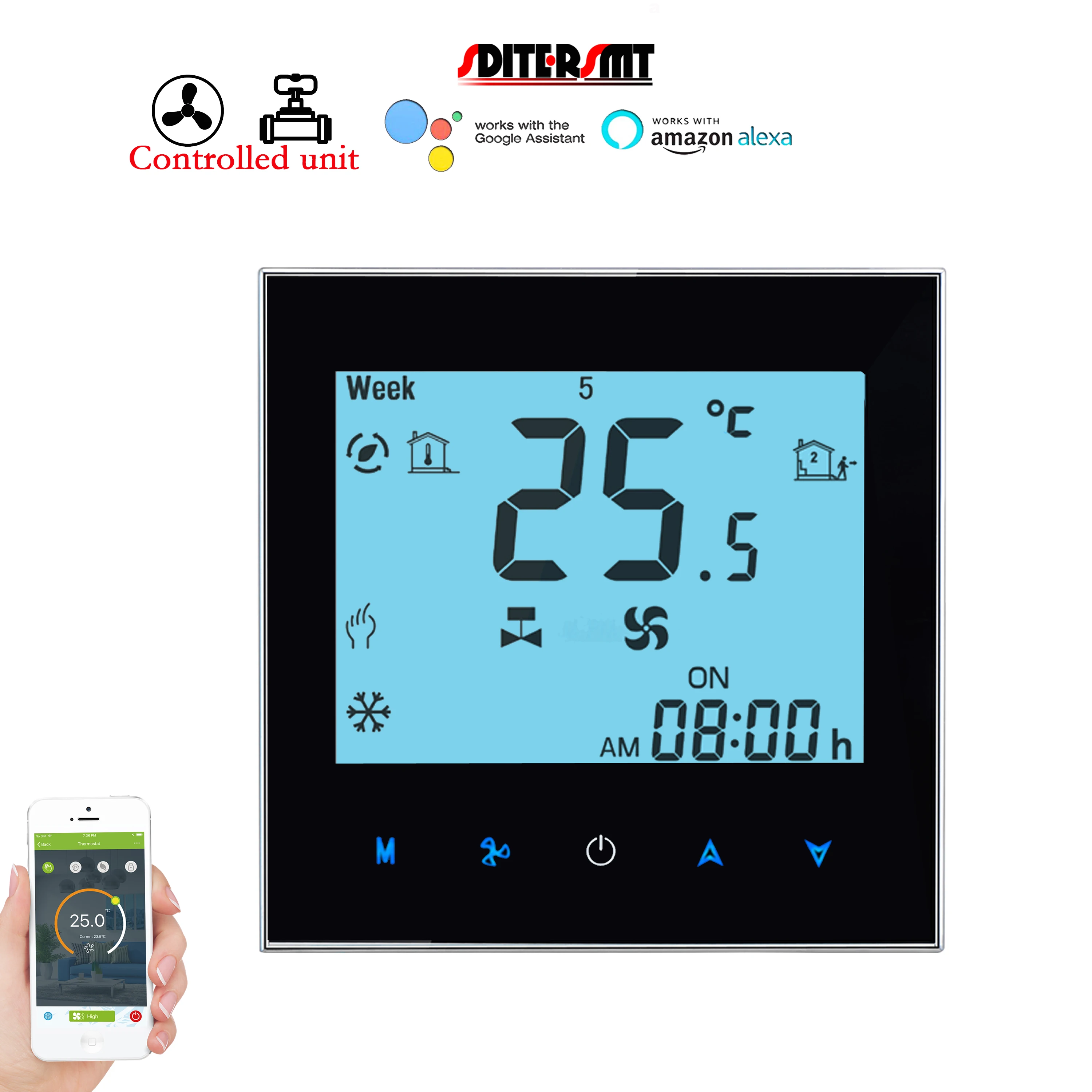 WIFI Dual Sensor Thermostat 24V 220V with Temperature Controlled Box 2Pipe Heater Cooler Regulator