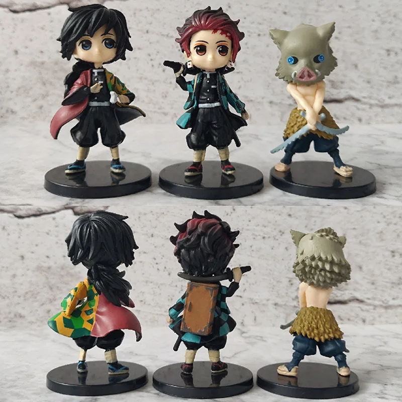 6Pcs Demon Slayer Anime Karakters 7Cm Figuur Cake Decor Anime Cartoon Kamado Nezuko Agatsuma Figuur Doll Ornament