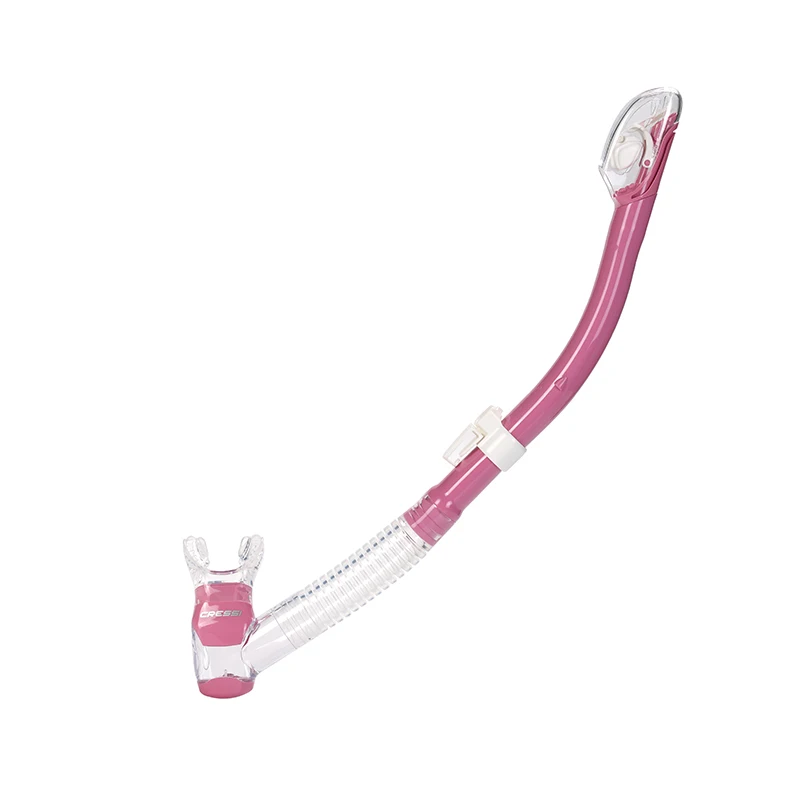 Cressi Omega Dry Snorkel Adult Diving Snorkeling Breath Tube with Splash Guard and Top Valve
