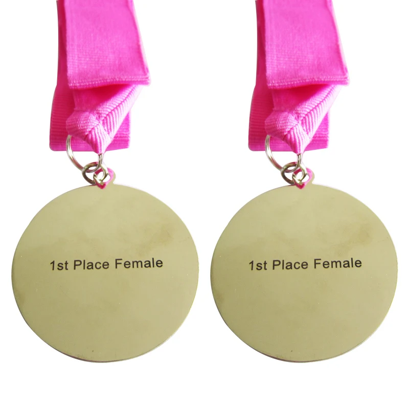 Manufacturer customized pink ribbon medal new high quality electroplated silver paint 3D medal