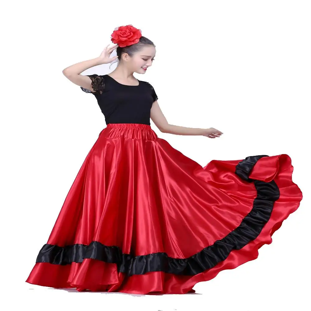 Gypsy Spanish Flamenco Costume Belly Dancing Skirt  Big Swing Carniv Dance Clothing  Pleated  Dance Clothing