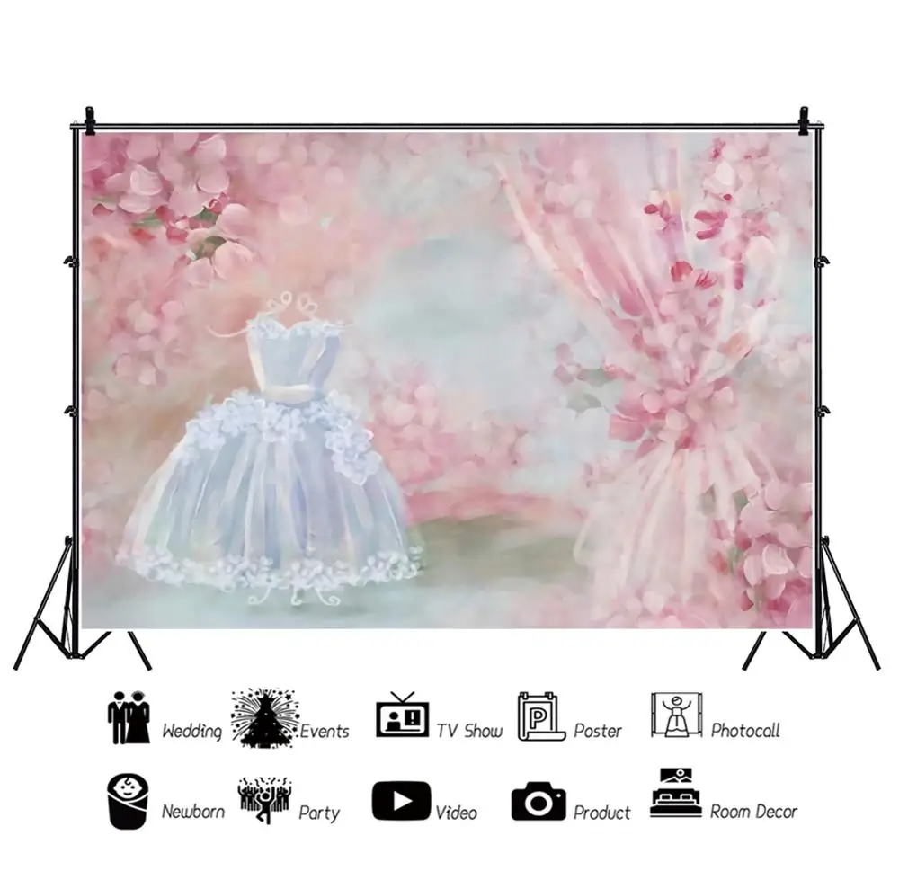 Yeele Dreamlike-فستان زفاف من الزهور ، خلفية للتصوير الفوتوغرافي ، خلفية للتصوير الفوتوغرافي لاستوديو الصور