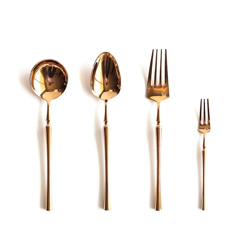 Rose Gold Cutlery Dinnerware Dropshipping Mirror Polished Knife Fork Soup Spoon Chopsticks Silverware Tableware Stainless Steel