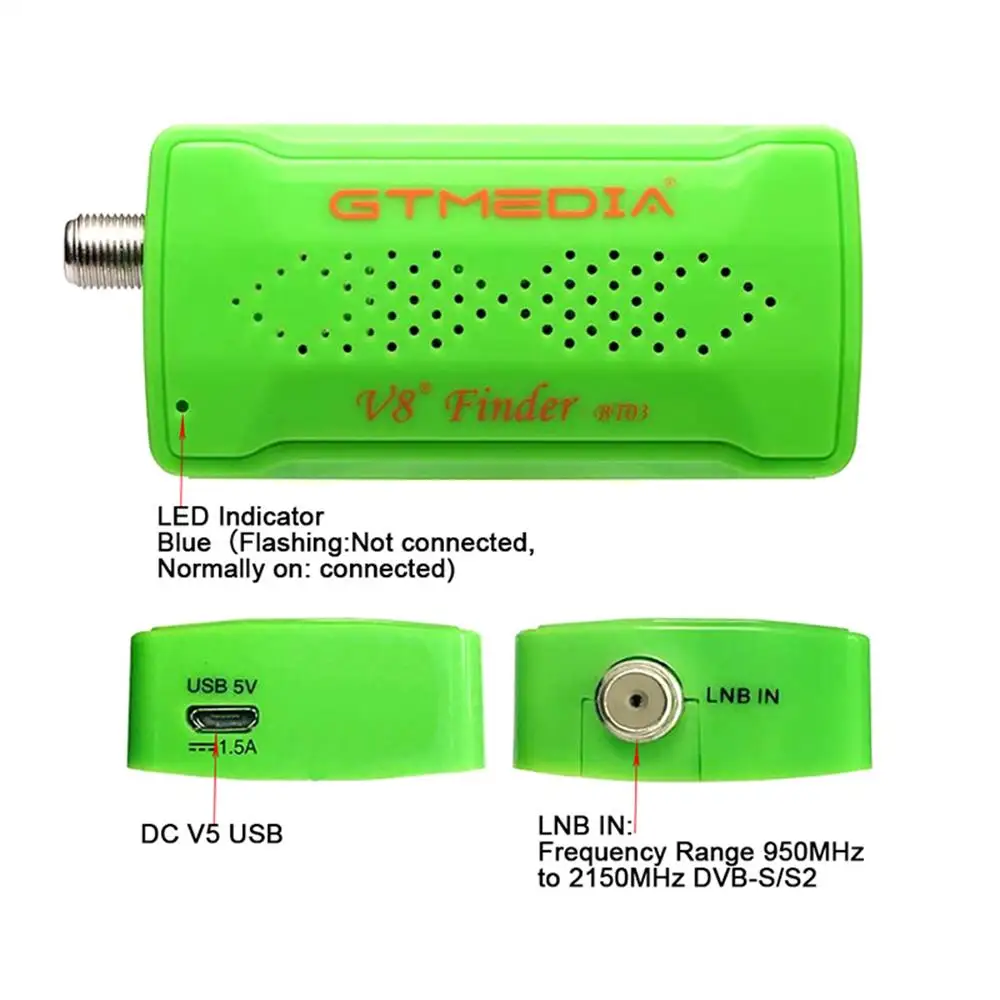 GTMEDIA-V8 BT03 Receptor De Satélite, DVB-S2 Medidor Finder, Android IOS Version, Digital BT, Satfinder HD Satélite, Receptor de TV