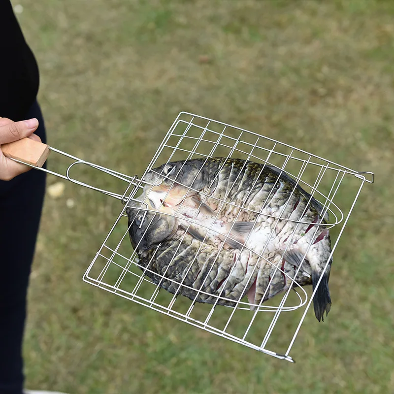 Barbeque Vegetables Clip Net Holder Barbecue Grill Tool Fish BBQ Grilling Basket Steel Portable Outdoor Camping Picnic Utensils