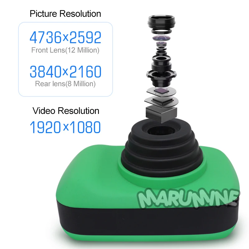 Marumine 12.0 Mega Piexl HD Kids Camera Toy Electronic Digital Camera with Dual Cameras AI Intelligent Adjustment Photography