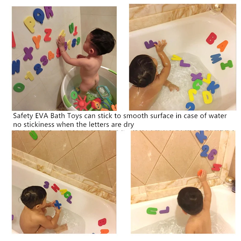 Safety EVA Bath Toys For Kids Water Games Floating Toy Big Letters Abc Stickers Stick On Tiles For Bathroom Bathtub Accessories