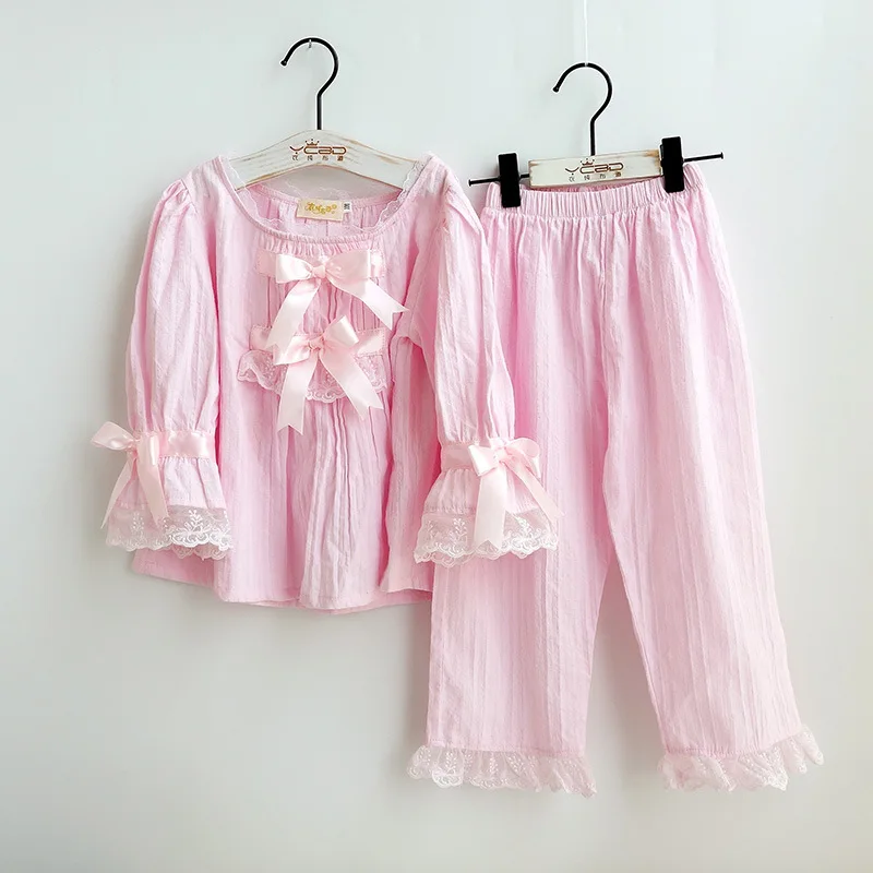 2024 Spring /autumn Children\'s Sets Girls Pajamas Set Long Sleeve 100% Cotton Princess Suit Baby Clothing For 3y-10y