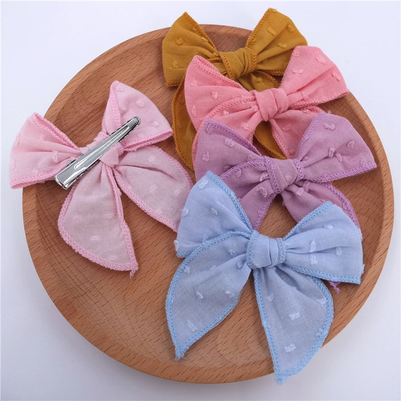 2 PCS Mini Fable Bow Hair Clips for Toddler Baby Girls Cotton Linen Hair Bows Barrettes Kids Hairbow Accessories Hairgrips