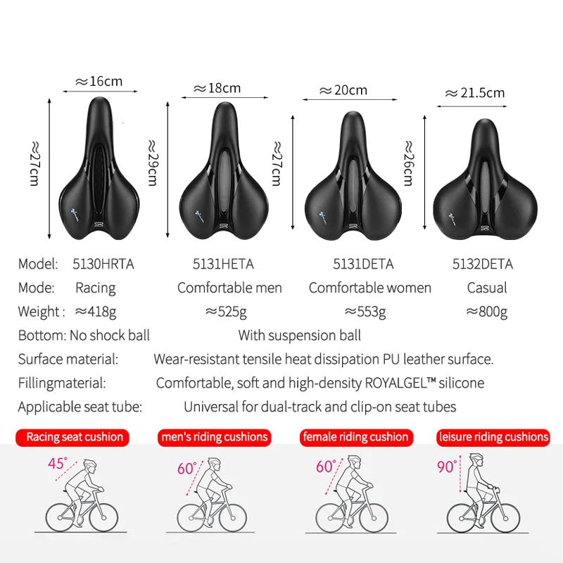 SELLE ROYAL Bicycle Saddle Origin Italy Bike Seat Water-repellent Royal GEL Silicone Casual Off-road Soft Hollow MTB Bike Saddle