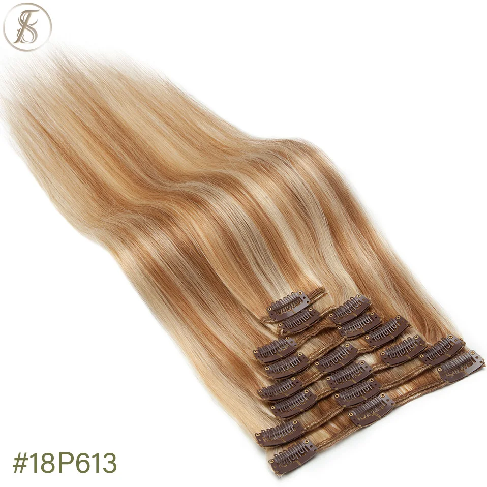 TESS 50-80g Natürliche Haar Extensions Clip In Menschliches Haar Extensions Gerade 8 teile/satz Vollen Kopf Dünne Highlight haar Clip Haarteil – Detail 22