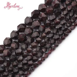 Natural Red Garnet Faceted Cube Stone Beads For Jewelry Making Strand 15