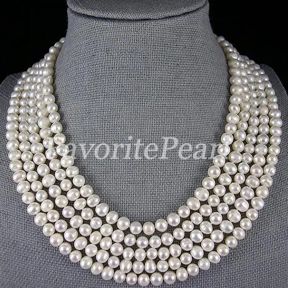 Favorite Pearl Necklace 7-8mm White Genuine Freshwater Long Pearl Necklace Wedding Birthday Fine Jewelry Charming Girl Gift