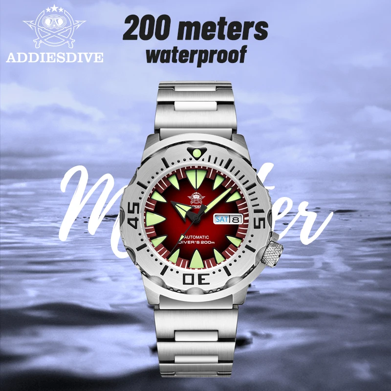 ADDIESDIVE AD2103 márka 42MM férfiak NH36A Belemerül watches vel Hét Acél Fényrekesz nézni Hadvezér willard men's Szörny nézni