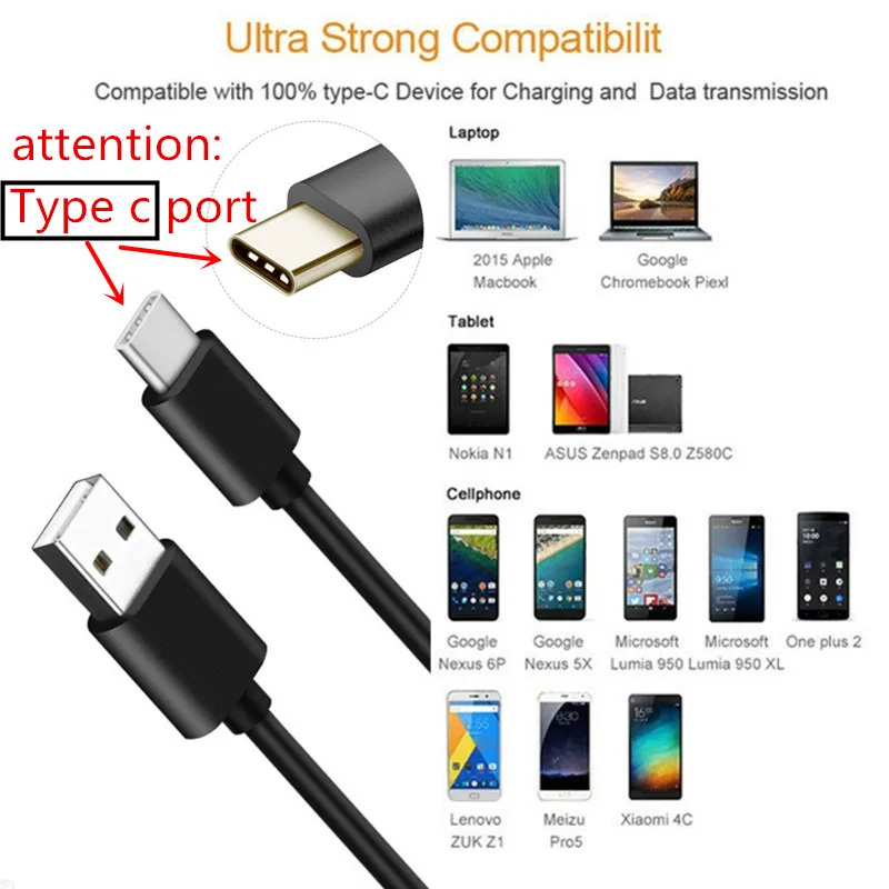 USB 3.1 Type C Charger Cable for Asus Zenfone 5 ZE620KL , 5Z ZS620KL , V V520KL , V Live V500KL Sync & Charging Cable