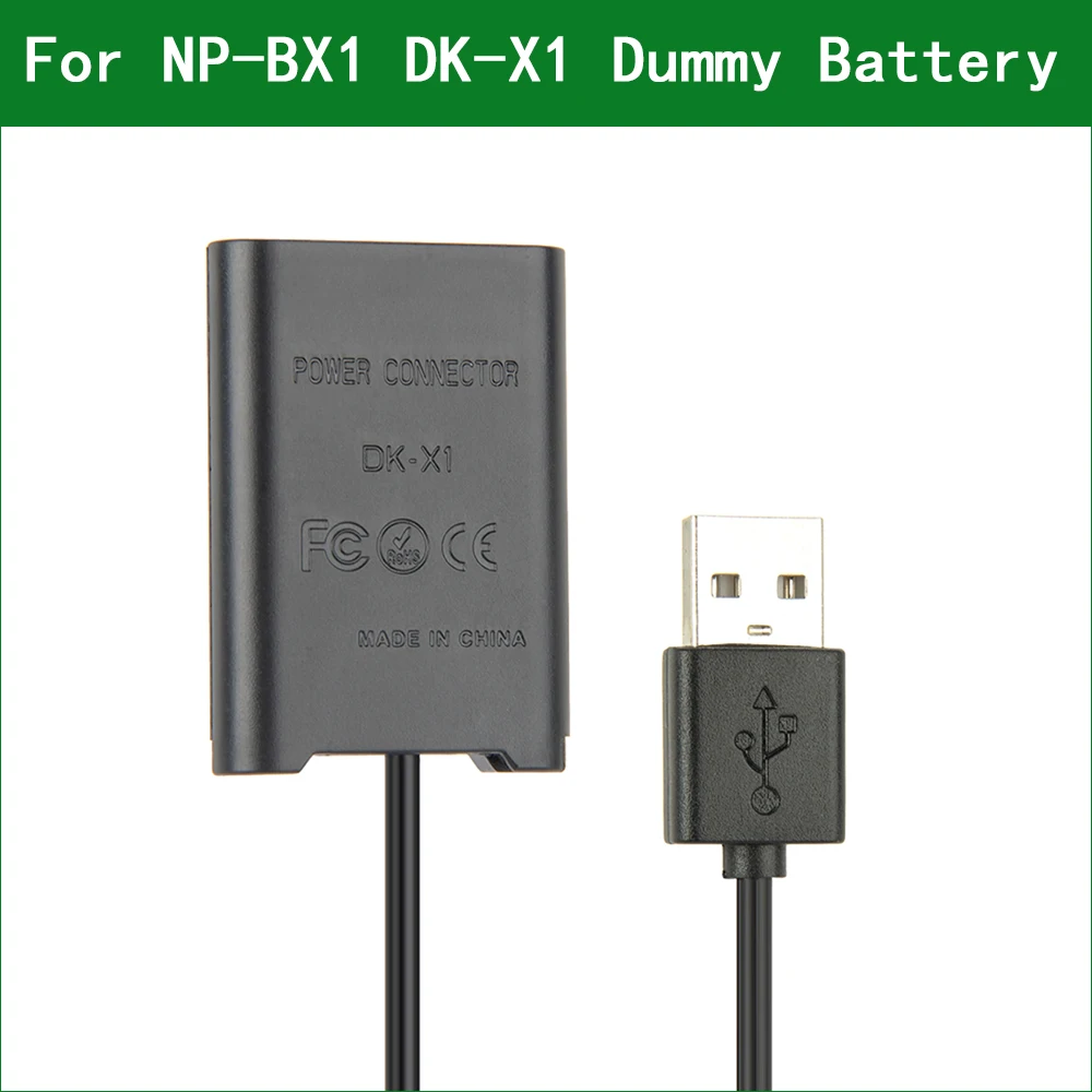 NP-BX1 NP BX1 Dummy Battery DK-X1 Power Connector DC Power Bank USB Cable for Sony DSC-RX100M3 RX100M4 RX100M5 RX100M6 RX100M7