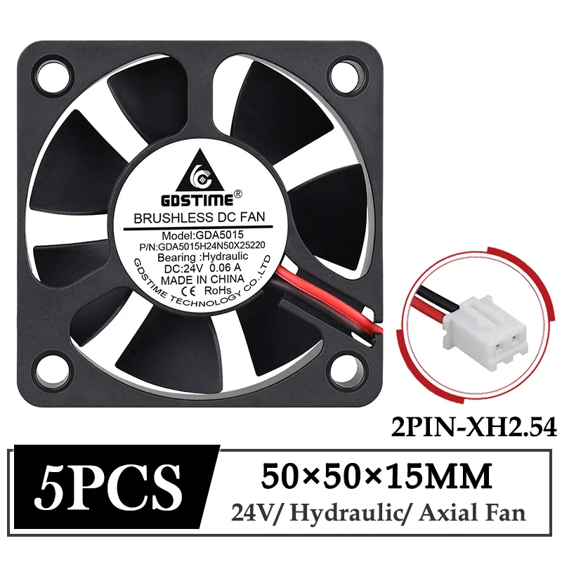 5Pcs Gdstime DC 24V Fan 50MMx15MM Axial Cooling Fan 5015 PC Laptop Computer Cooler 50mm Car Motor Radiator  Fans