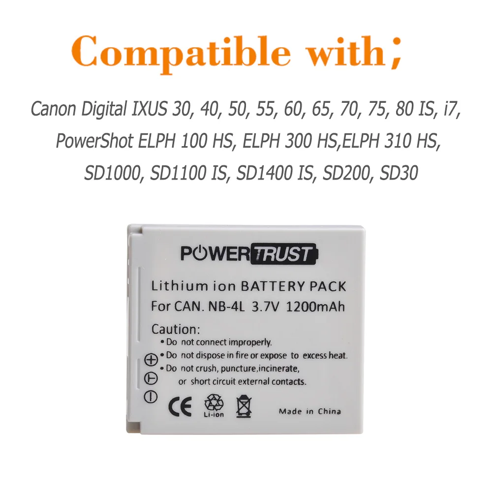 2X1200MAh NB-4L NB4Lแบตเตอรี่ + LED USB ChargerสำหรับCanon PowerShot SD780 คือSD940 คือSD960 คือSD970 คือSD1000 SD1100 คือ