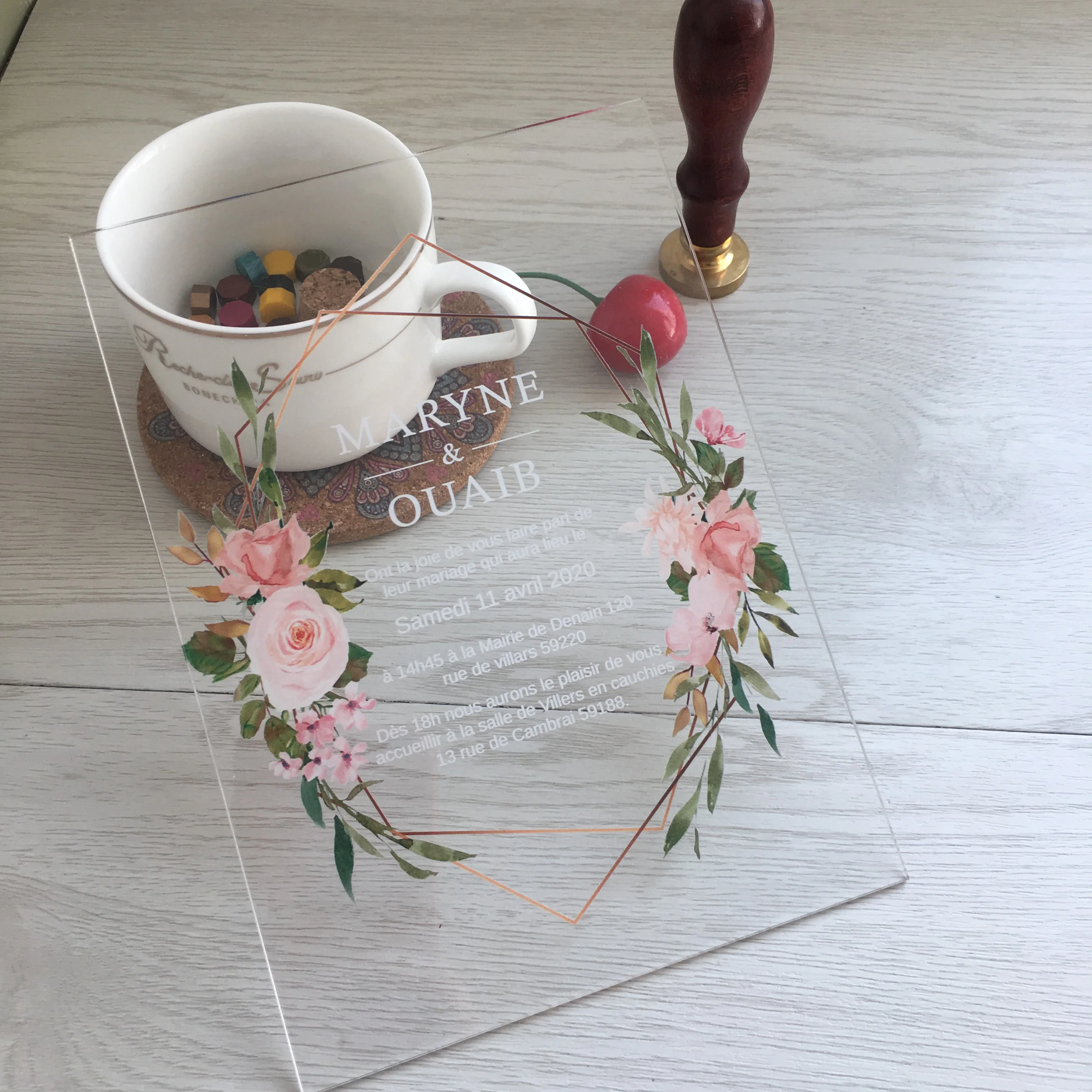 

Elegant Romantic 10pcs Wedding Invitation Card Fancy Custom Colorful Printing Flower Invitations Wholesale