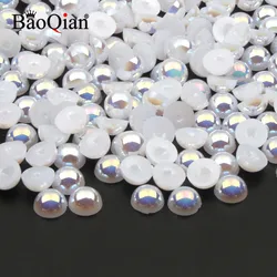 2/3/4/5/6/8/10mm Ivory/White ABS Imitation Pearl Embellishment Half Round Flatback Resin Scrapbooking For DIY Decoration Craft