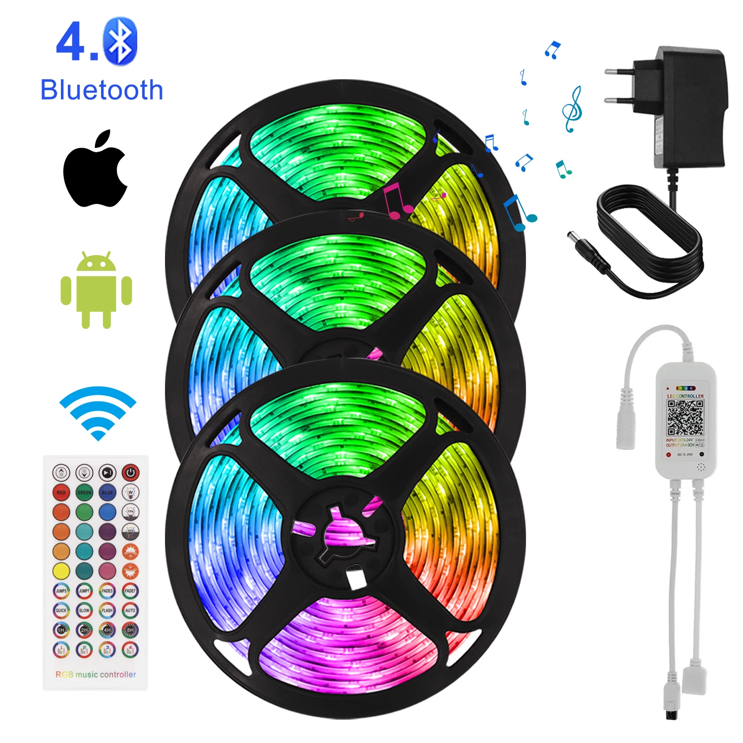 RGB Neon Strip Smart APP Control LED Strip 20 Meters Ribbon Lights Backlight Lamp 5050 Bluetooth Led Lights Bedroom Decoration