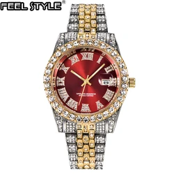 Mens Full Iced Out Watches Luxury Date Quartz Wrist Watches With Micropave CZ Alloy Watch For Women Men Hip Hop Jewelry