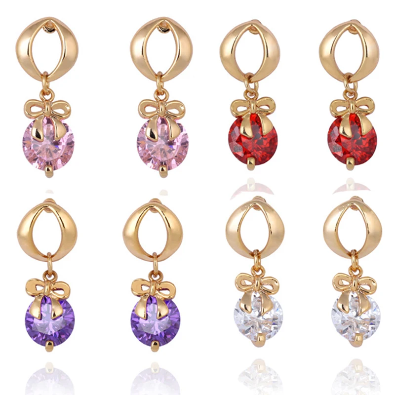 Wholesale Cheap Jewelry Earring Mixed Color Alloy Acrylic Round Shape Pendant Dangle Earring