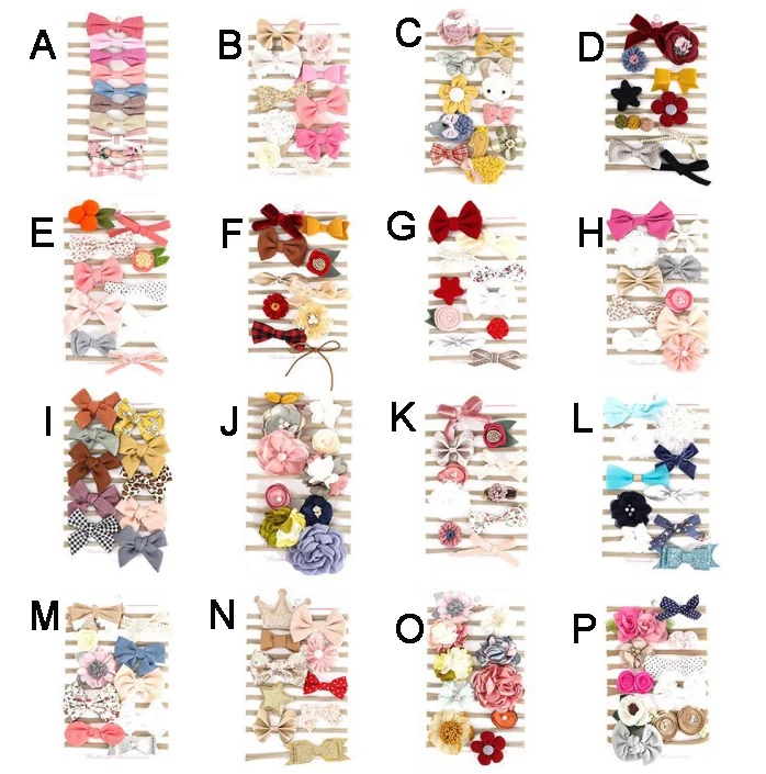 Bulk 60pc/lot Boutique Princess Vintage Floral Hair Bows Nylon Headband for Kids Girls Flower Headbands Set,Children Headwear