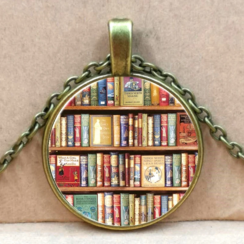 New Nostalgic Books Photo Necklace Books Lovers Necklace Jewelry Librarian Gift Writer Student Teacher Nerd Gift