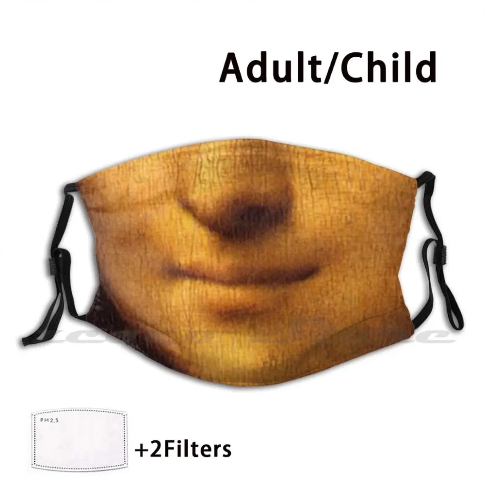 

Mona Lisa Smile Mask Cloth Washable DIY Filter Pm2.5 Adult Kids Mona Lisa Smile Leonardo Da Vinci Louvre