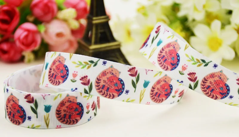 22Mm 25Mm 38Mm 75Mm Hoạt Hình Mèo In Hình Grosgrain Ruy Băng Trang Trí Tiệc 10 Thước X-04279