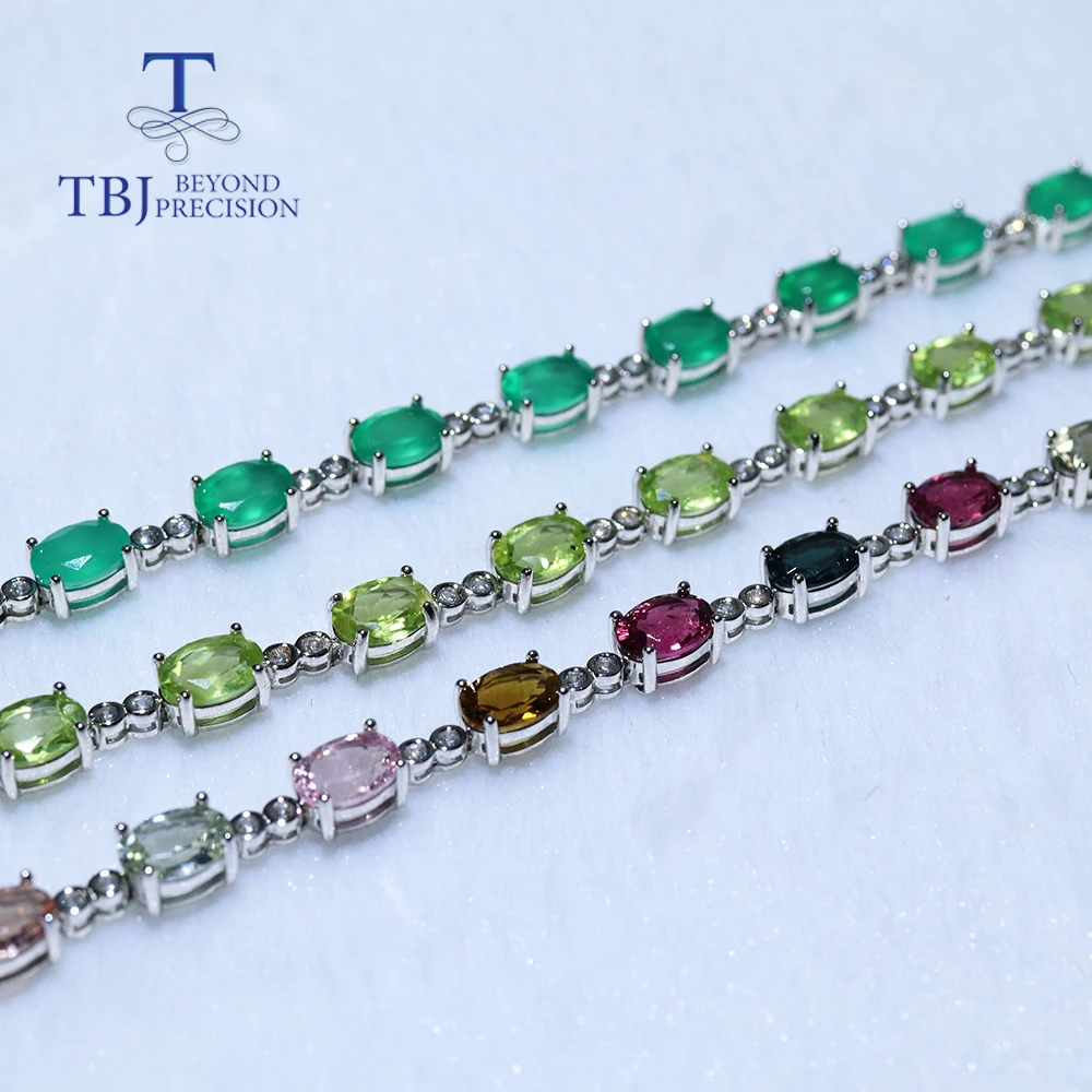 10.5ct tourmaline agate peridot Natural Gemstone Bracelet 925 sterling silver fine jewelry for women wife gift tbj promotion